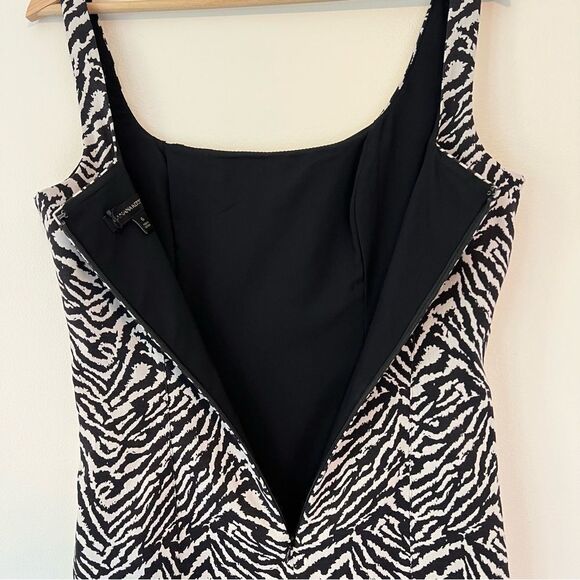 Banana Republic Sloan Zebra Print Square Neck Stretch Sheath Dress Size 6 - Picture 8 of 9